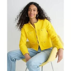 J. Crew Yellow Odette Cardigan Knitted Rib Hem Button Pocket Long Sleeve Sz XL